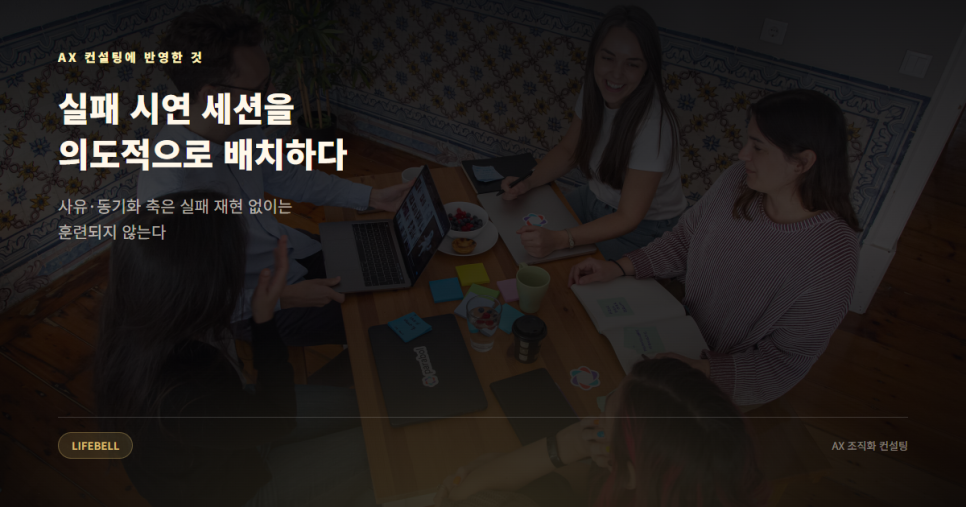 AX 컨설팅 실습은 왜 '막혔다가 뚫린 순간'으로 설계해야 하나 — AIQ 4축으로 본 실습 설계법 — 도해 5