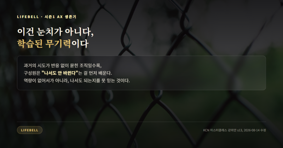 AI가 안 쓰이는 조직의 진짜 이유 — 역량이 아니라 '학습된 무기력' — 도해 3