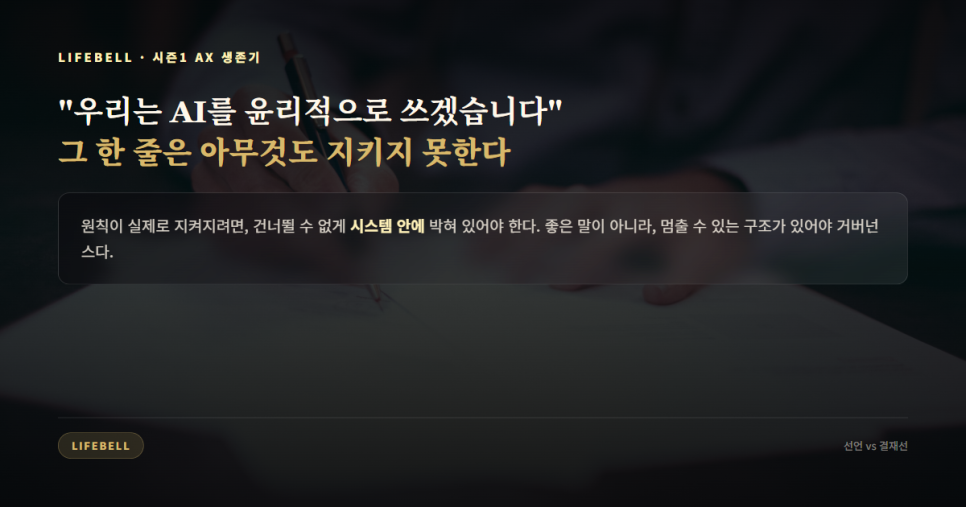 AI 거버넌스는 선언이 아니라 결재선입니다 — 멈출 수 있는 구조를 미리 세우는 법 — 도해 2
